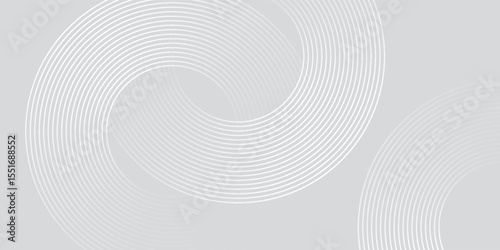 Abstract white glowing geometric lines on gray background. Modern shiny blue circle lines pattern. Futuristic technology concept. Suit for cover, poster modern