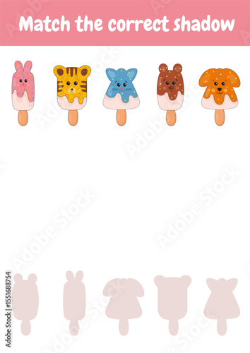 Logic activity and game for preschool and kindergarten. Early development page. Trains attention and concentration. Matching game for kids. Teacher resources. Educational activity for toddlers.