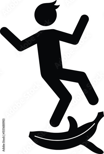 Person Slipping on Banana Peel Vector Art in Humorous Environment