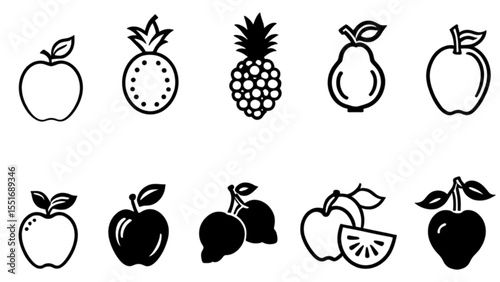 シンプルな果物アイコンセット｜Simple Fruit Icon Set