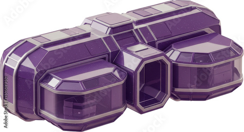 Vibrant purple futuristic modular habitat unit for sci fi and advanced living