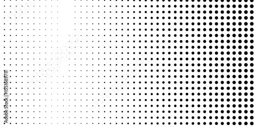 Modern grunge dotted halftone gradient texture. Vanishing polka dot modern simple abstract art