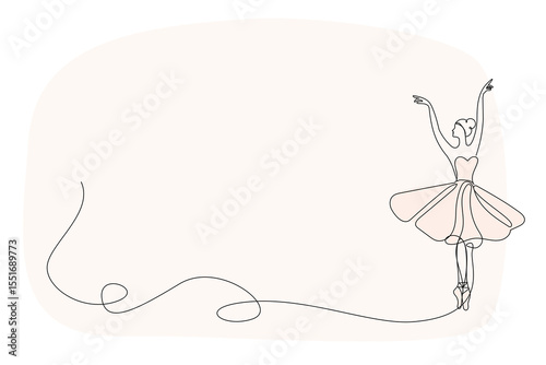 Line Art Ballerina Dancer Sketch Silhouette. Elegant Minimalist Outline Drawing of Ballerina in Pose. Grace In Timeless Ballet Dancer's Silhouette. Continuous Stroke Midern Contour Line