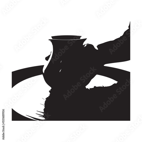 silhouette of a hand made pot