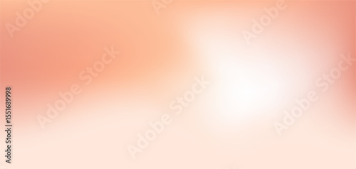 Abstract peach pink cream gradient background. Light pink aura wide vector banner. Blurred fuzz pastel color gradient pattern. Smooth mesh shape. Vector soft horizontal bg beauty, cosmetics, wedding