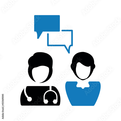 Doctor patient consultation icon.