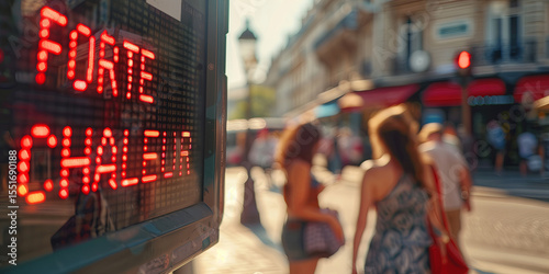 Street electronic display board showing message in French 