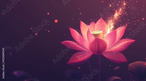 Pink Lotus Flower with Sparkles