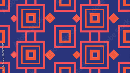 Geometric abstract pattern seamless design with squares and diamond shapes in color tones
