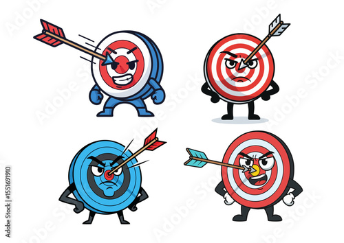 Target board character with a determined face and confident stance, symbolizing focus and determination