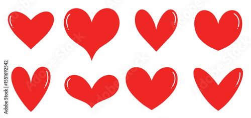 collection hand drawn red heart illustrations various styles shapes this vector set features sketchy