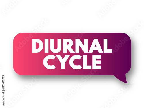 Diurnal Cycle is any pattern that recurs every 24 hours as a result of one full rotation of the planet Earth around its axis, text concept message bubble