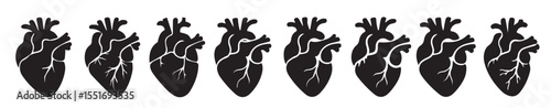 collection silhouettes human heart icon white background