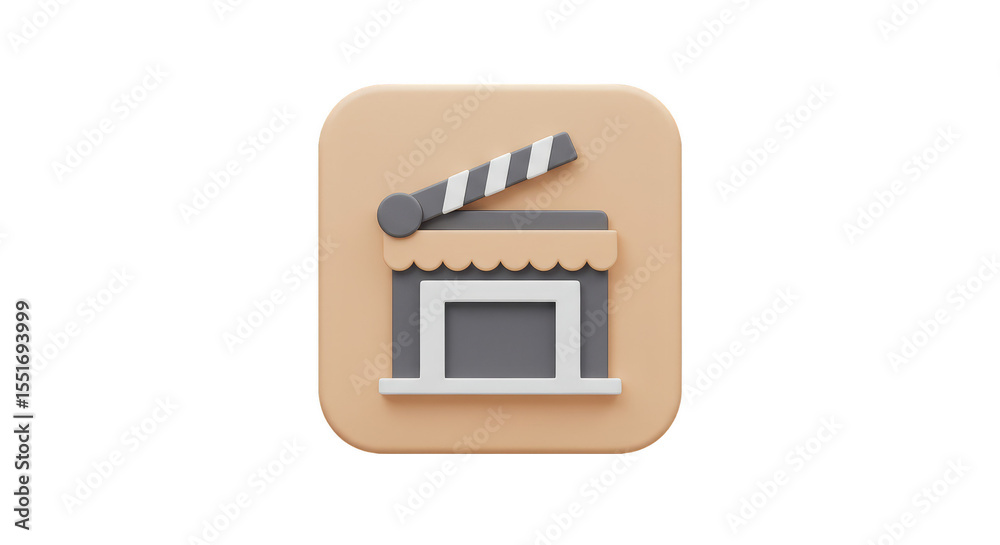 Fototapeta premium Illustration 3D Icon of Modern Store Front Shop Open Sign Isolated