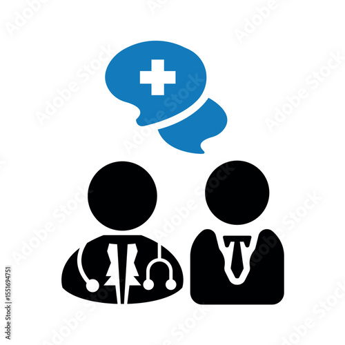 Doctor patient consultation icon.
