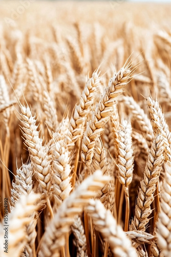 Wheat ears close up in summer field