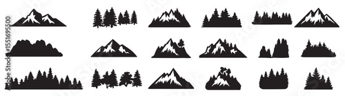 collection mountains with trees mountains