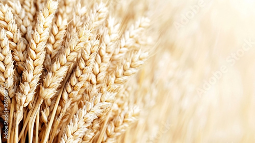 Wheat ears close up in summer field