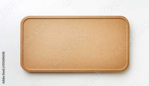 Rectangular Brown Corkboard On White Background