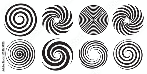 collection spirals circles with white background