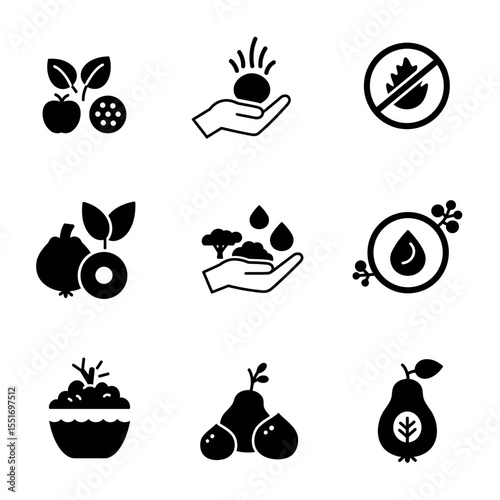 Set of line berries and fruits icons. Outline signs collection for food store. Editable Strokes.