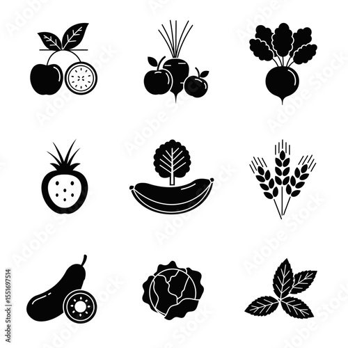 Set of line berries and fruits icons. Outline signs collection for food store. Editable Strokes.