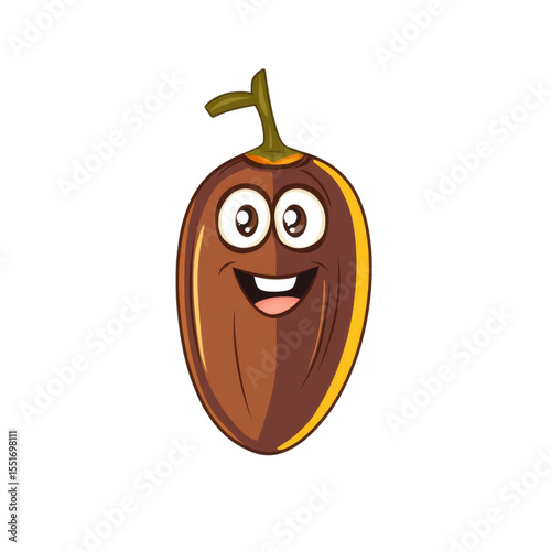 Friendly cartoon date fruit with bright smile and cheerful expression