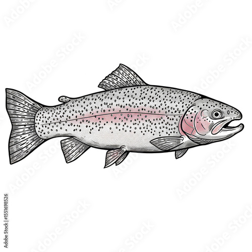 Illustration of a Rainbow Trout Fish Animal with Transparent Background