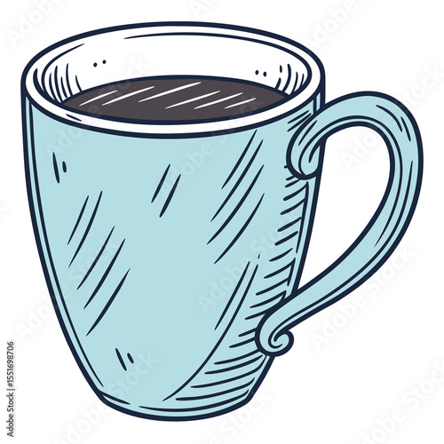 Freshly brewed coffee in a stylish mug, perfect for a morning boost, detailed vector illustration


