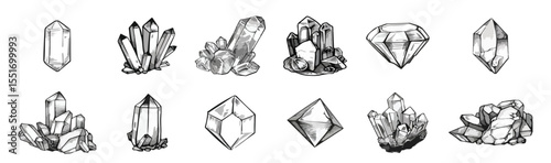 cristal vector illustration geometric silhouette crystals with diamond shapes