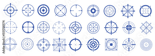 crosshairs set black target sniper shot isolated crosshair gun aims signs computer game army element