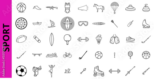Set of sport icons in minimalist style with various athletic activities  