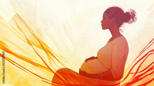 Serene Silhouette Of Expectant Mother In Warm Hues