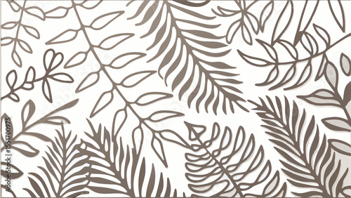 Cut Out Plant Shapes Ferns Branches - Botanical Seamless Vector