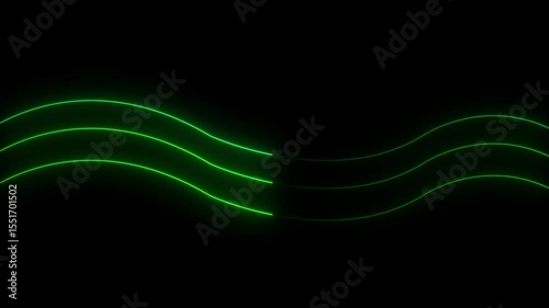 Animated, in Multicolored smooth-moving animation light on black background in 4k, abstract geometric saber line pattern animation backgrounds on black screen