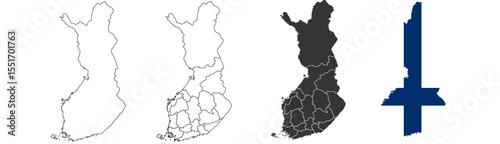 Finland map – vector illustration of regions and political borders