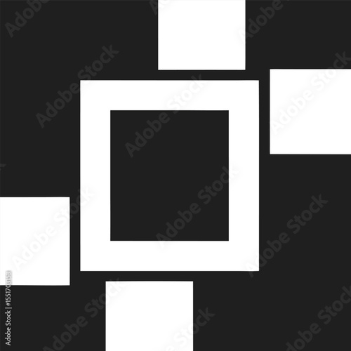 Modern geometric composition with contrasting square shapes and negative space