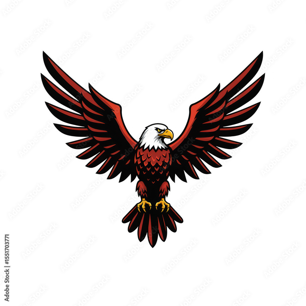 Obraz premium Illustration Of Bold Eagle Flying With Open Wings On Transparent Background