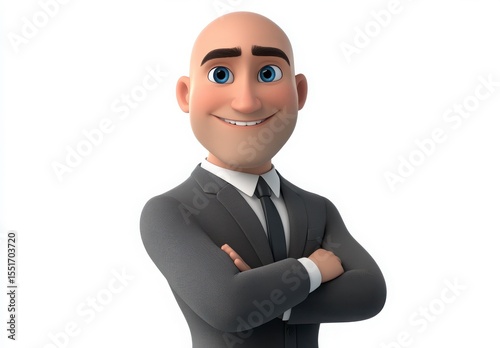 Smiling Businessperson In Formal Attire, Confident Portrait, 3D Illustration