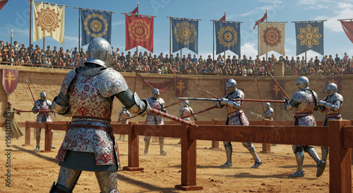 Medieval Jousting Tournament Knights in Armored Combat