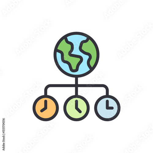 Worldwide Communication And Global Time Zone Coordination Illustration