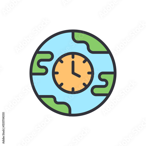 Earth Clock Depicting Global Time Zones And International Schedules