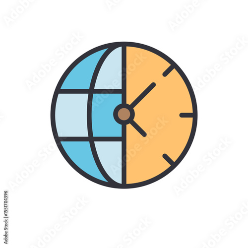 Global Timeline Concept With Globe And Clock Combining In Single Form