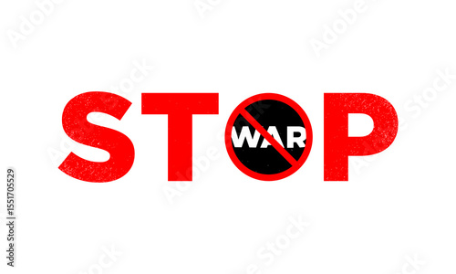 Stop war sign text lettering concept peace pacifism white background flat