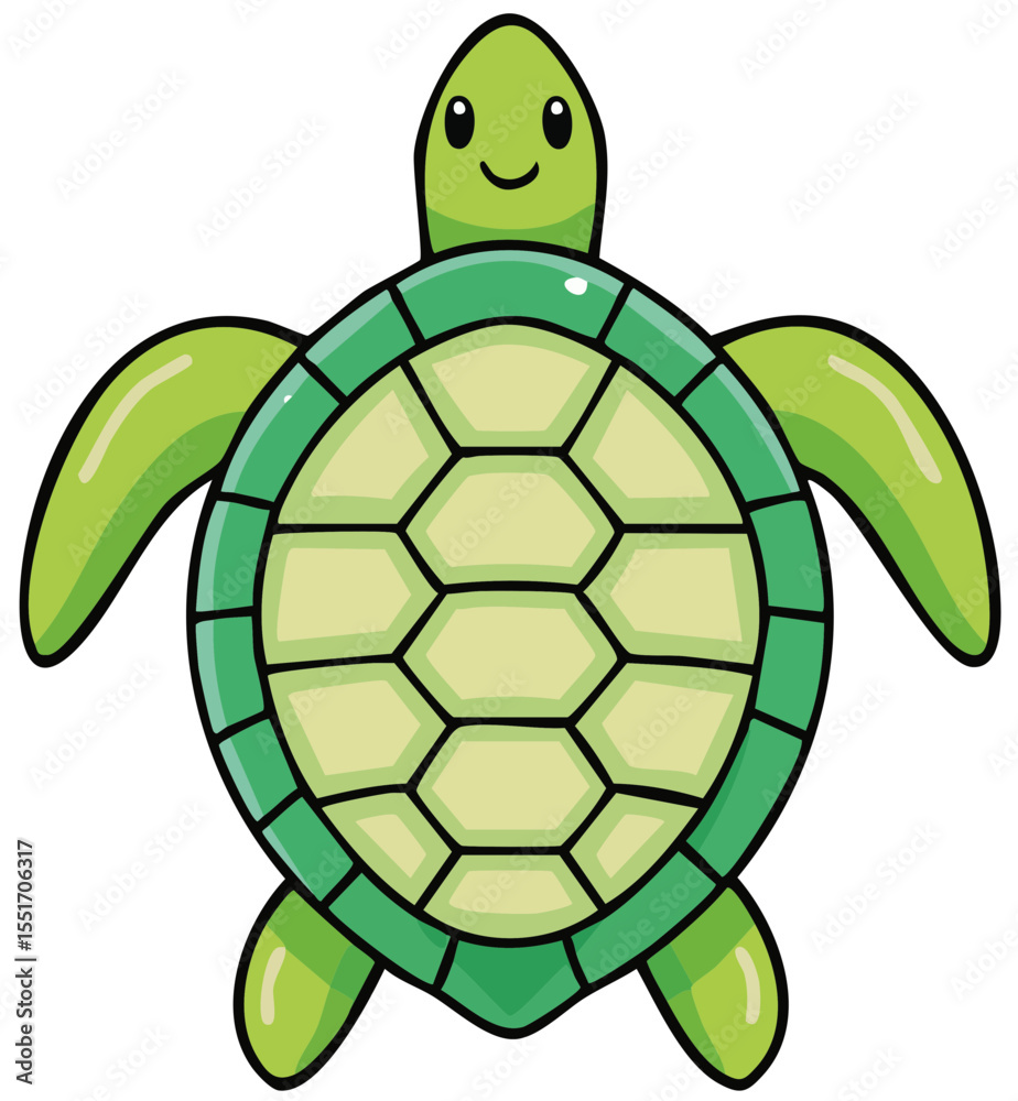 Obraz premium Whimsical Sea Turtle - Marine Life Illustration 