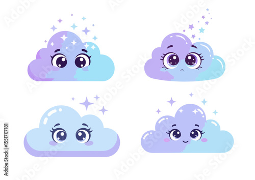 Cloud-shaped character with dreamy eyes and tiny stars, symbolizing imagination and whimsy