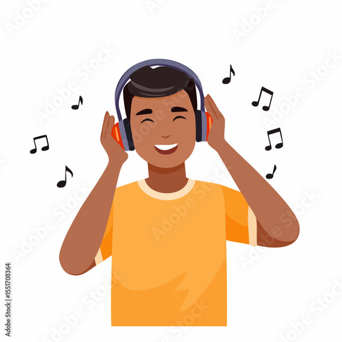 young man listening to music