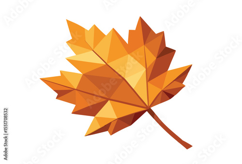 Low Poly autumn leaf vector nature landscape geometric autumn leaf polygonal icon illustration.	