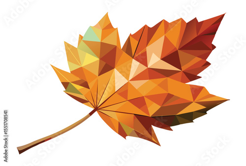 Low Poly autumn leaf vector nature landscape geometric autumn leaf polygonal icon illustration.	