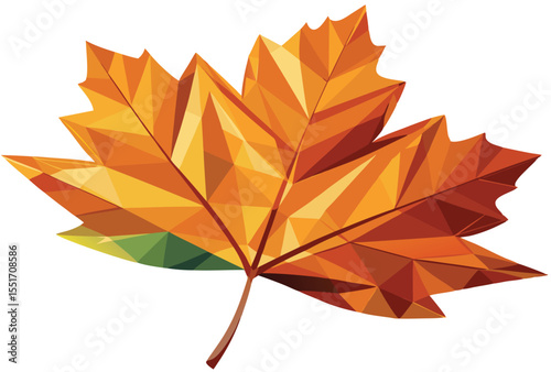 Low Poly autumn leaf vector nature landscape geometric autumn leaf polygonal icon illustration.	